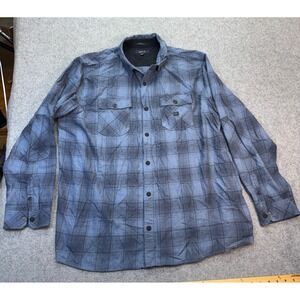 Roark Flannel Shirt XXL Blue Gray Blue Plaid Classic Fit Organic‎ Cotton snap